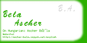 bela ascher business card